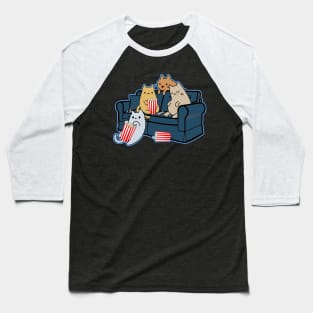 Cats eating popcorn and watching movie night Baseball T-Shirt